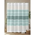 thumbnail image 4 of Fsddascl Teal Aqua Stripes Shower Curtain Set - 36" x 78" Washable Bathtub Curtain with 12 Hooks, Modern Ombre Abstract Aesthetics Waterproof Fabric Stall Shower Curtains for Bathroom/Bathtub Décor, 4 of 6