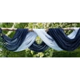 thumbnail image 2 of Warm Home Designs Wedding Arch Draping Fabric Bundle Has 2 288 Inch (24 Feet) Scarves in White & Navy Blue Colors for Wedding Ceremony or Photo Backdrop. AD White & Navy 288, 2 of 6