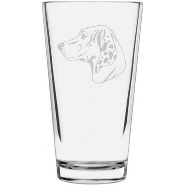 Porcelaine Dog Themed Etched All Purpose 16oz Libbey Pint Glass