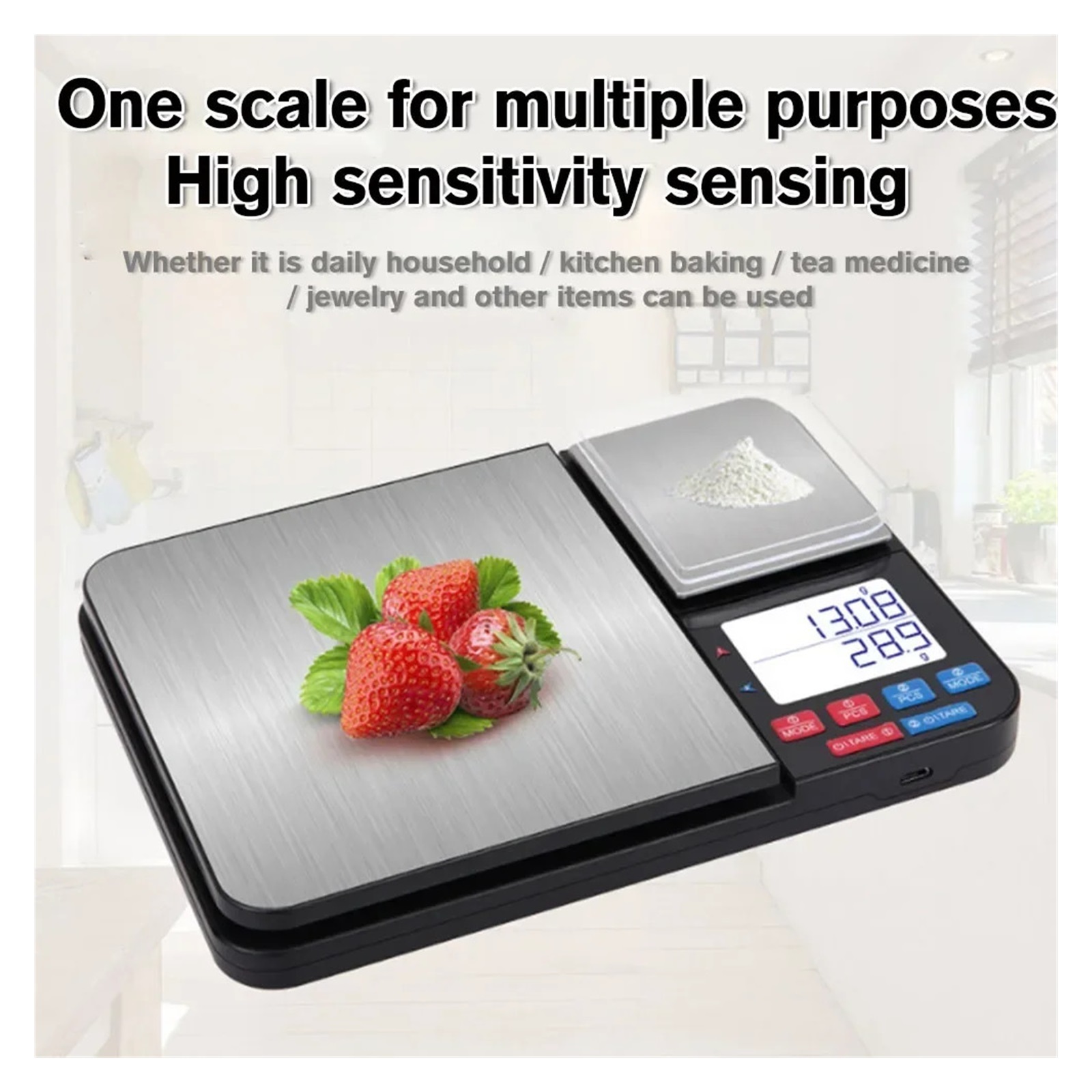 Kitchen Coffee Scale with Double Scale Pan Digital Food Multifunction Weighing Scale High Precision