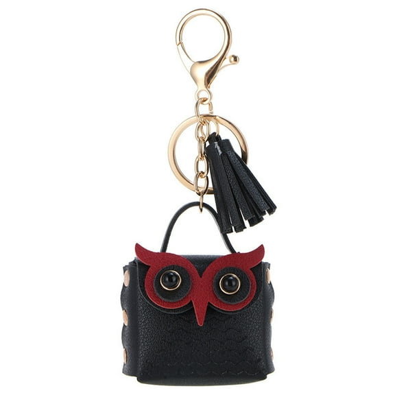 Momihoom Cute Owl Mini Bag Keychain with Tassel, Stylish Faux Leather Accessory for Keys and Small Essentials