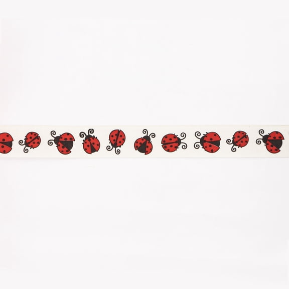 UNIQUE CREATIV, Ribbon, Printed Woven, Ladybug, 20mm x 5.4m (0.78" x 18ft)