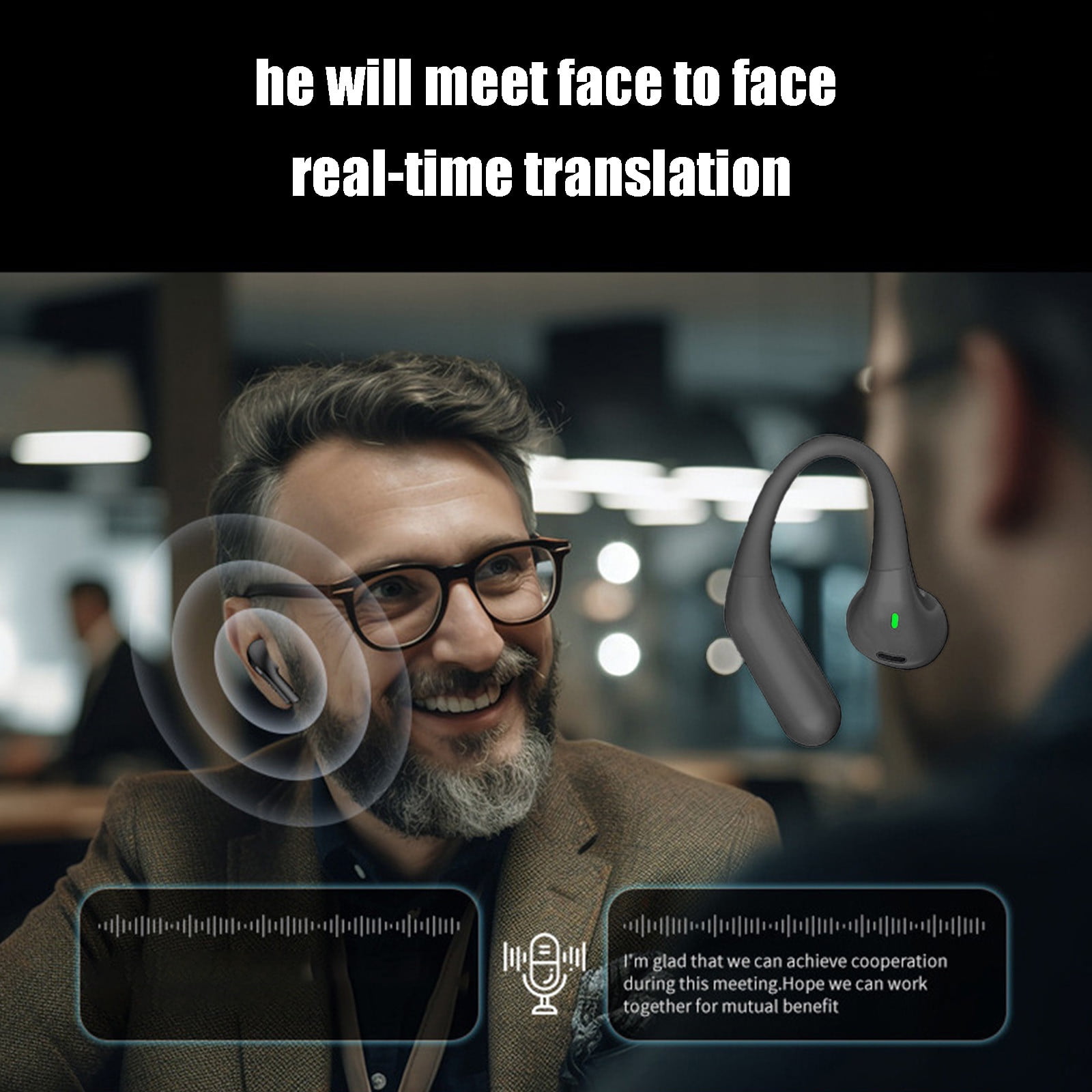 FYTPOV Open Translation Earbuds, Ear Buds for Travel Business, Ear Buds Wireless Bluetooth, Noise Cancellation Translator Earbuds, Translation Earbuds Real Time, Gifts for Men Women