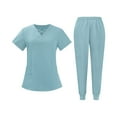 thumbnail image 3 of Fabrcox Scrubs Set for Women Stretch V-Neck Top & Straight Leg Pants Women Nurse Uniform with Pocket, 3 of 7