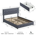 thumbnail image 4 of Sailvan Full Size Bed Frame With Headboard, Full Bed Frame with Storage 2 Drawers & LED Lights, Velvet Upholstered Bedframe, No Box Spring Needed, Gray, 4 of 10