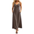 thumbnail image 1 of CHUMUD Robes d'Été pour Femmes avec Poches Robe Maxi à Bretelles Spaghetti Décontractée Coupe Ample Robe Soleil, 1 of 7