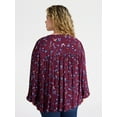 thumbnail image 3 of Terra & Sky Women's Plus Long Sleeve Peasant Blouse, Size 0X - 5X, 3 of 5