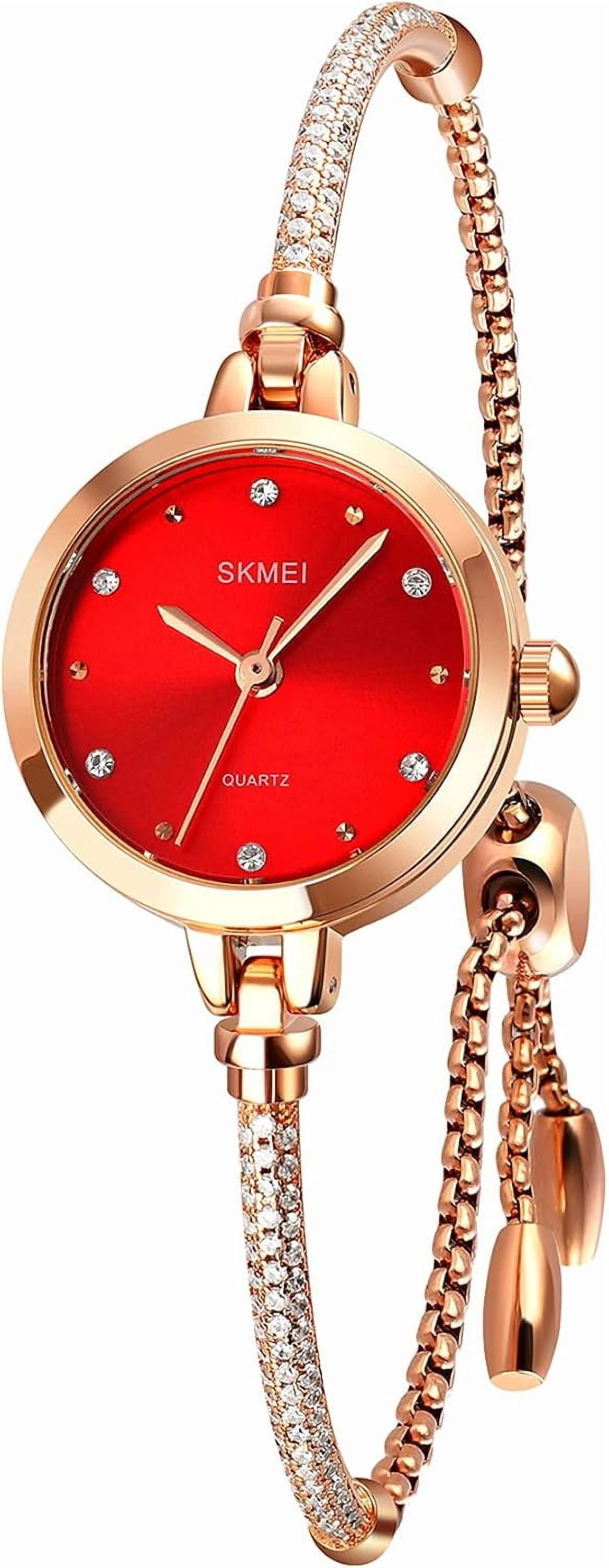 Watches Women Analog Quartz Watch Mosaic with Diamonds Bracelet Dress Watch for Female Waterproof Wristwatch with Rose Gold Bracelet