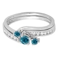 thumbnail image 3 of Dazzlingrock Collection 0.50 Carat (ctw) 10K Blue & White Diamond Ladies Swirl Engagement Ring Set 1/2 CT, White Gold, Size 8, 3 of 4