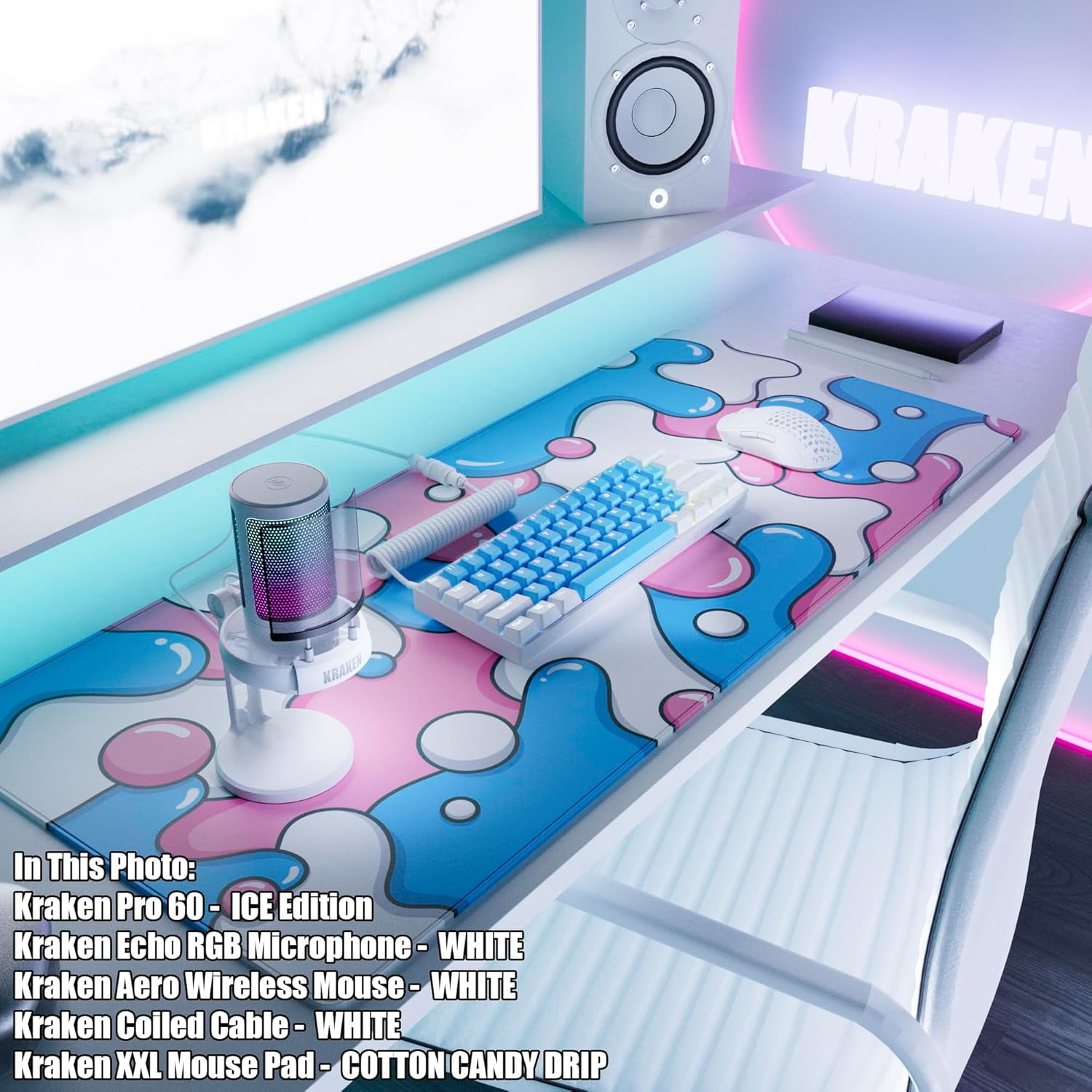 Gaming Mouse Pad Large Cotton Candy XXL Mouse Pad for Gaming - Desk Mat for Keyboard - Thick Artisan Mousepad for Desk (Cotton Candy Drip)
