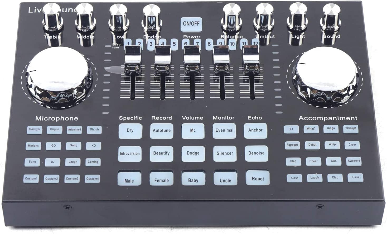 MONIPA Live Sound Card Mixing Console Pro Digital Audio Mixer for PC Phone Network Live with DSP Digital Audio CPU Effector