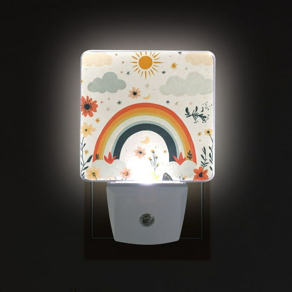 Yayeee LED Night Light for The Home Plug in With Light Sensors 2 Pack, Cute Rainbow