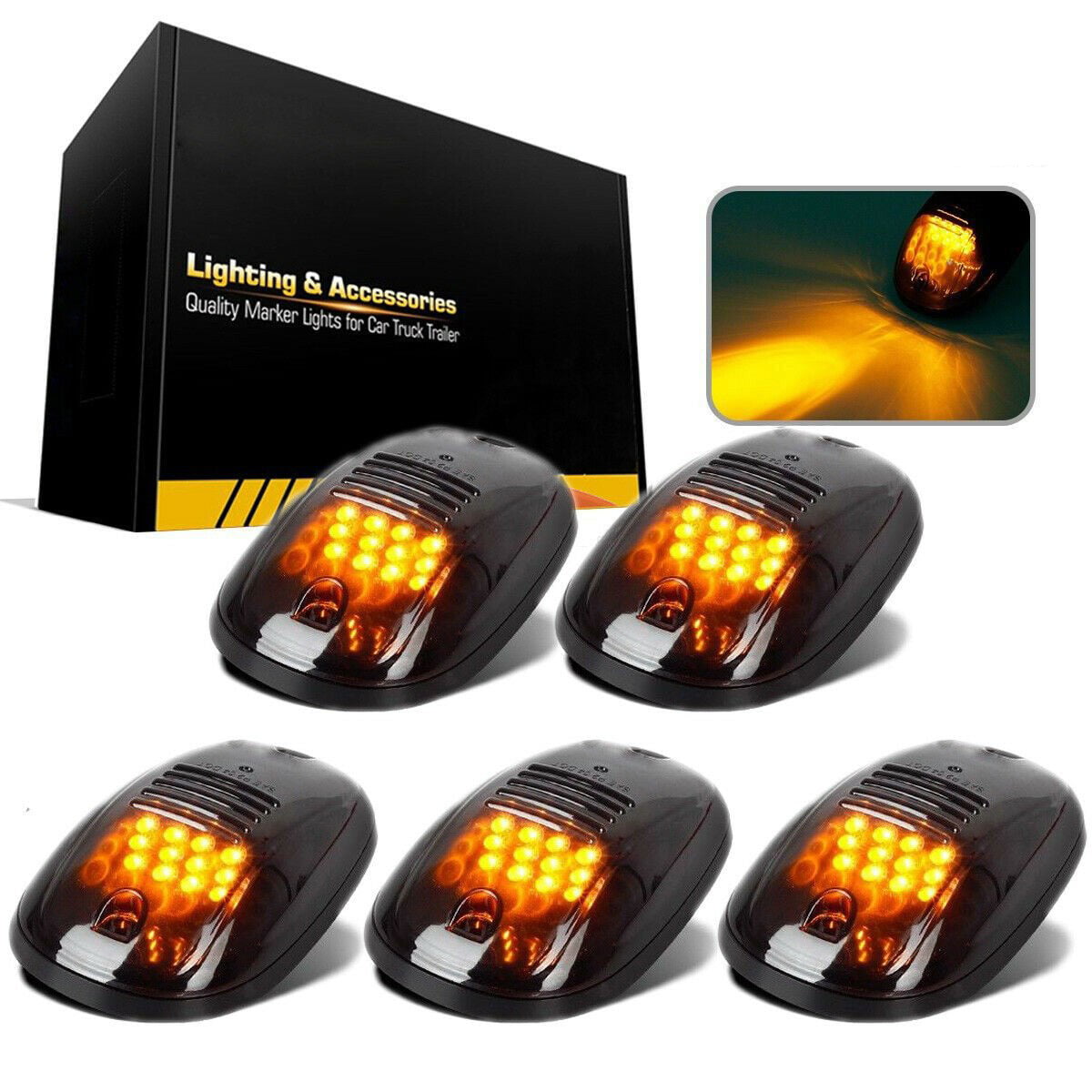 Roof Cab Marker Lights With T10 Plug Base 5pcs For Truck Plug And Play