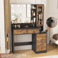 White Vanity Desk with Mirror and Lights Vanity Table with Power Strip