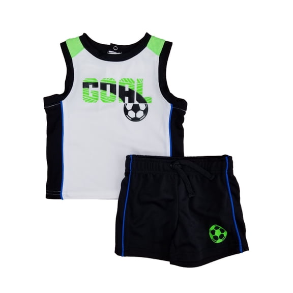 Infant Boys 2 Piece Goal Soccer Athletic Sleeveless Shirt & Shorts Set 3-6m
