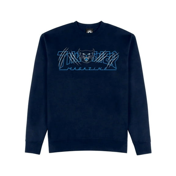 Thrasher Gato Crew Sweatshirt Extra Large Navy