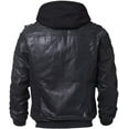 thumbnail image 2 of Mens Brown Real Leather Jacket with Removable Hood (X-Large, Black), 2 of 6