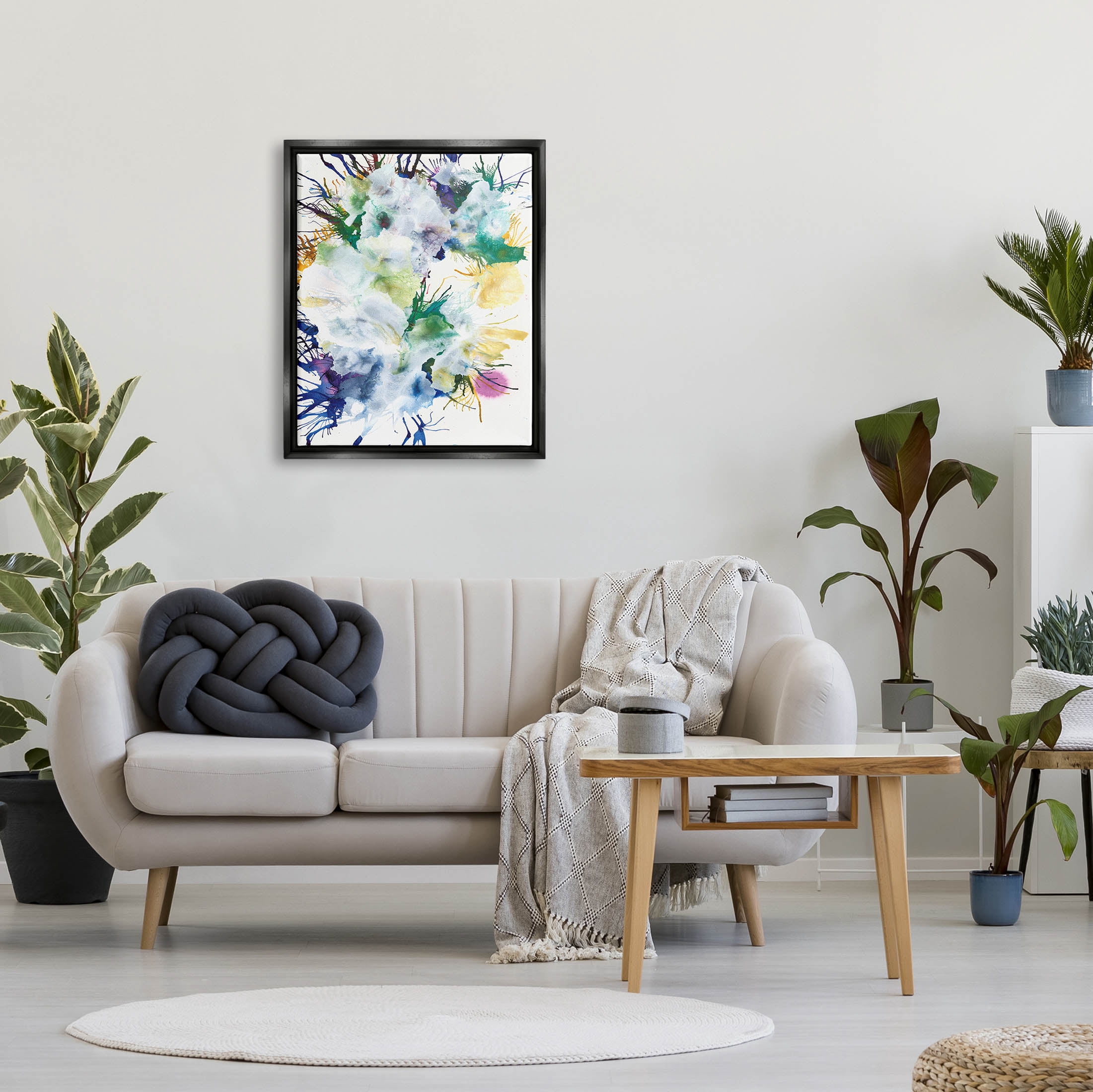 Stupell Industries Vivid Modern Chaotic Splatter Graphic Art Jet Black Floating Framed Canvas Print Wall Art, Design by Jodi Fuchs