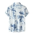 thumbnail image 3 of TAIAOJING Men's Casual Shirts Turn-Down Collar Short Sleeve Button Stripe Beach Print Blouse, 3 of 5