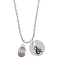 thumbnail image 1 of Delight Jewelry Silvertone Pink Enamel Baby Shoe with Bow Silvertone Script Initial Disc - & - Charm Necklace, 20"+3", 1 of 4