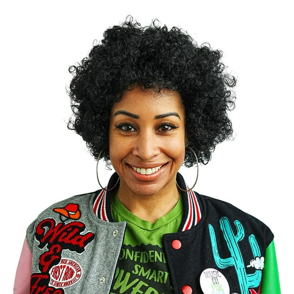 Peluca de disfraz Seasonal Visions Warriors Afro negra para adultos