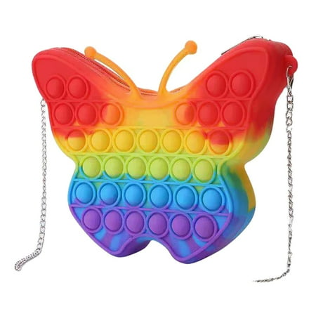 

Push Bubble Butterfly Shoulder Bag Pendant Antistress Toys Kids (Rainbow)