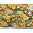 thumbnail image 3 of Soimoi Red Poly Georgette Fabric Leaves & Aster Floral Printed Craft Fabric by the Yard 42 Inch Wide, 3 of 3