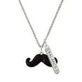 thumbnail image 1 of Delight Jewelry Silvertone Large Black Enamel Mustache Silvertone Balance Bar Charm Necklace, 23", 1 of 4
