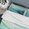 thumbnail image 4 of Designart "Sway Wave Serenity in Green and White III" Abstract Geometric Bedding Covert Set - Abstract Green Modern Bed Set With 2 Shams, 4 of 6