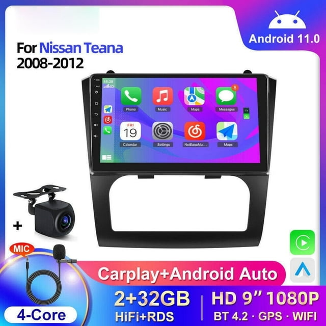 Zcargel 9in Android 15 Car Stereo Radio GPS Navigation Head Unit 2+32GB for Nissan Teana Altima 2008-2012, Wireless CarPlay Android Auto, Bluetooth WiFi FM RDS DSP SWC, Split Screen, Mirror Link