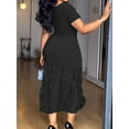 thumbnail image 2 of Stylish Plus Size Short Sleeve Ruffle Hem Bodycon Dress for Women's Parties, 2 of 5