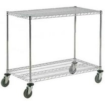 Nexel Adjustable Chrome Wire Shelf Cart with 2 Shelves - 48 x 18 in. - 800 lbs