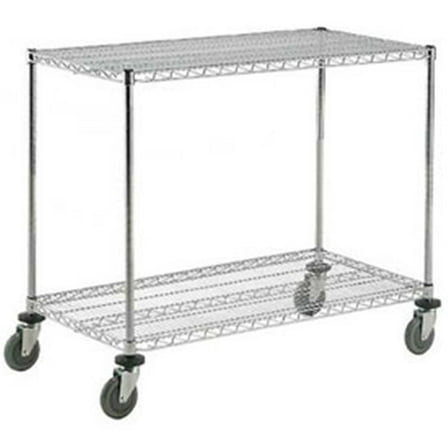 Nexel Adjustable Chrome Wire Shelf Cart with 2 Shelves - 48 x 18 in. - 800 lbs