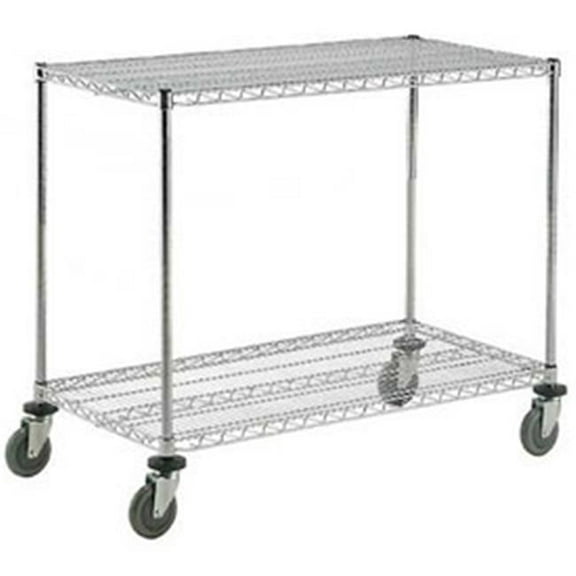 Nexel Adjustable Chrome Wire Shelf Cart with 2 Shelves - 48 x 18 in. - 800 lbs
