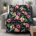 thumbnail image 2 of Tropical Plants Blanket Soft Cozy Warm Twin Blanket for Bed, Plush Fuzzy Flannel Fleece Blankets for Sofa, Green Leaf Coastal Blue Starfish Shells Throw Blankets for Couch, Gifts for Men, 60"x80", 2 of 9