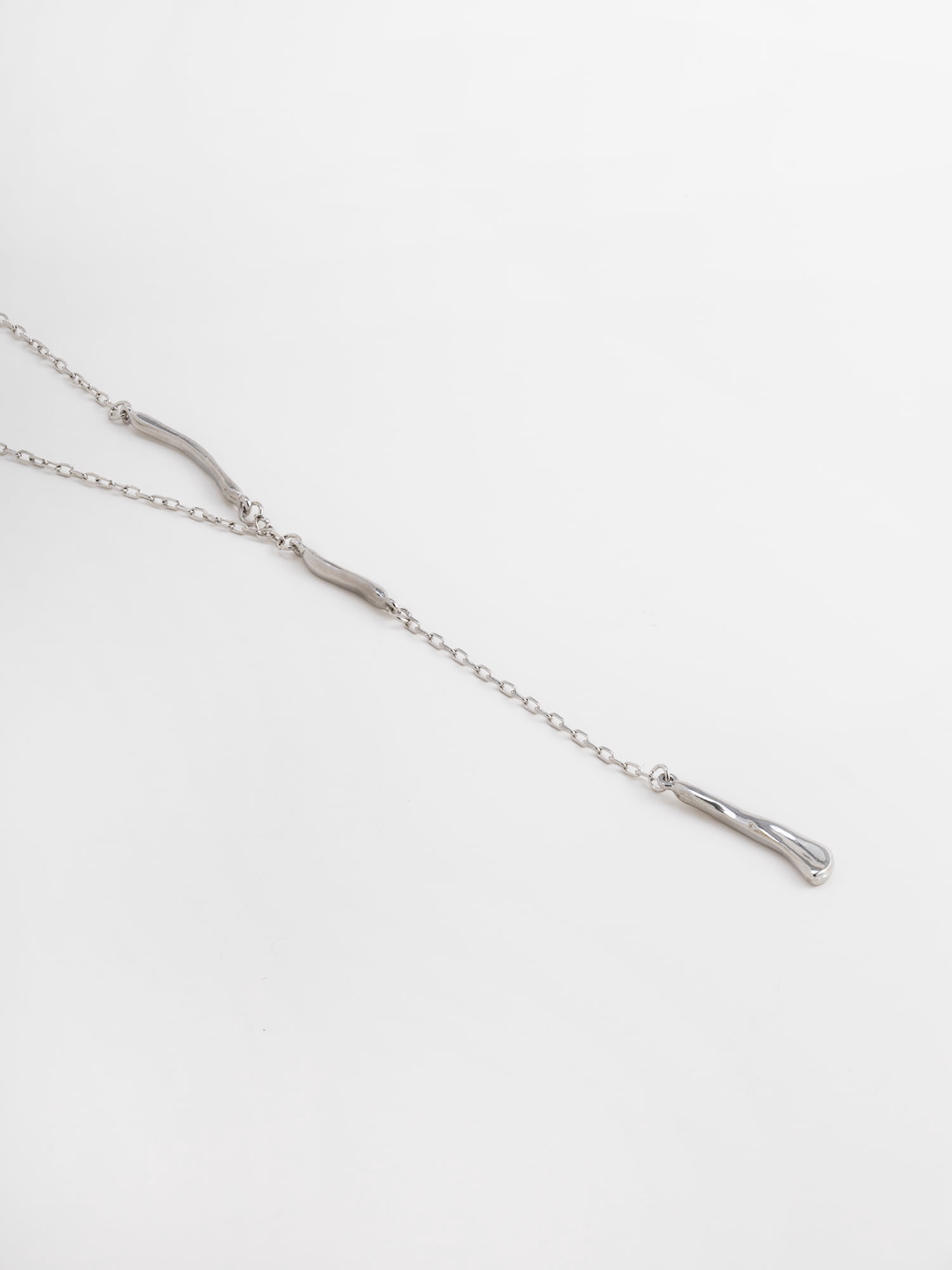 Scenario Women's Rhodium‑Tone Lariat Necklace with Sculptural Bars
