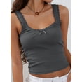 thumbnail image 2 of KelaJuan Women's Crop Tank Tops Slim Fit Scoop Neck Backless Lace Trim 3D Bow Ribbed Cami Tank Tops for Party Club Night, 2 of 6