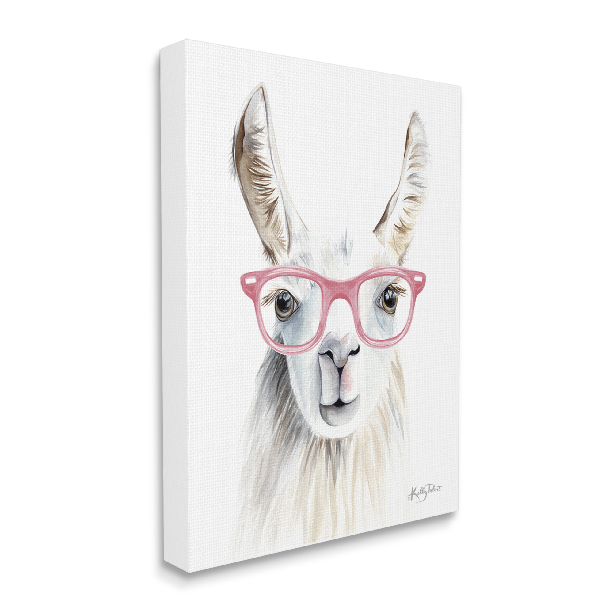 Stupell Industries Llama Wearing Pink Glasses Casual Animal Portrait Painting Gallery Wrapped Canvas Print Wall Art, Design by Kelley Talent