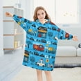 thumbnail image 5 of joogoo Wearable Blanket Hoodie for Kids Vehicles Cartoon Trucks Cars Flannel Oversized Sweatshirt 3-14 Years S, 5 of 7