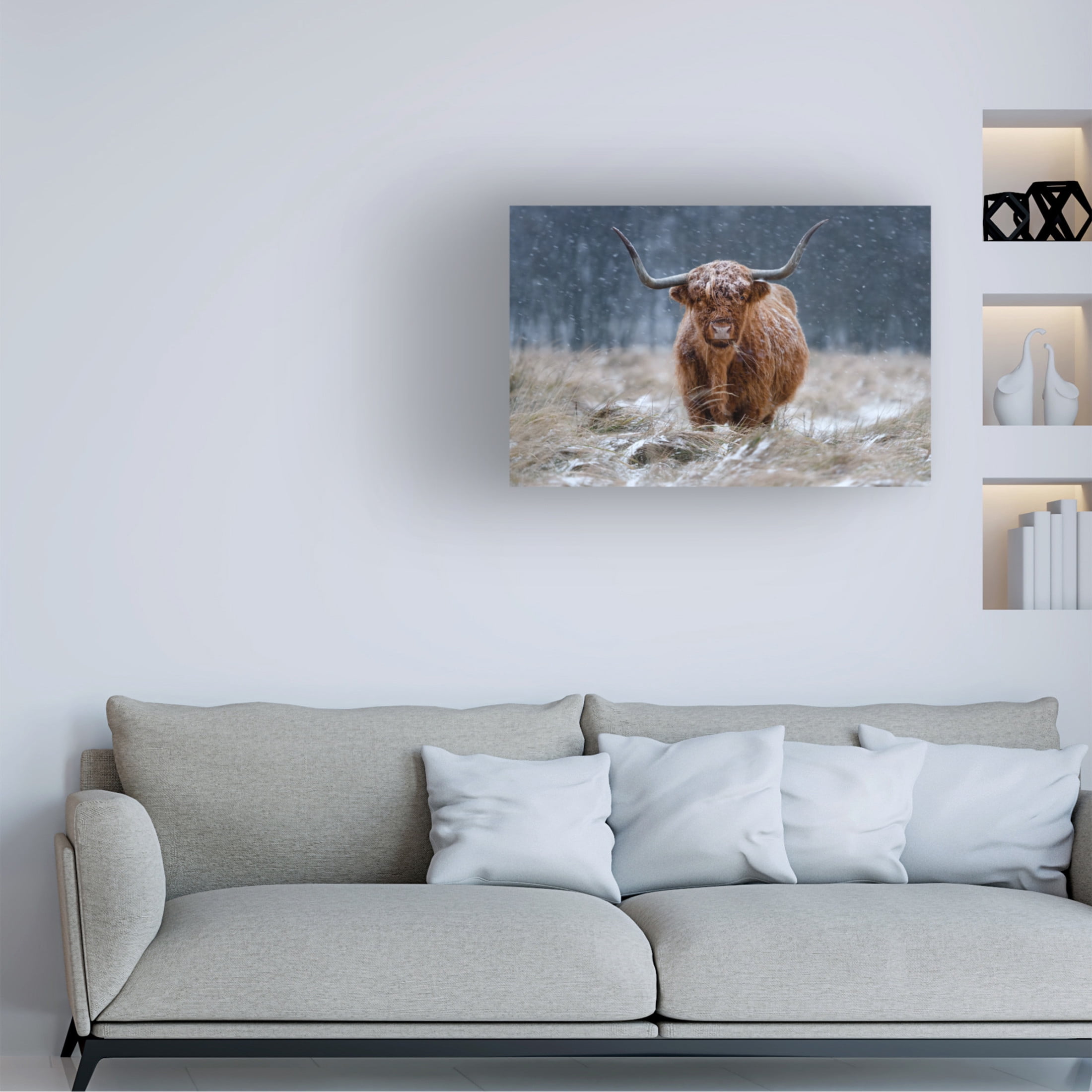 Richard Guijt 'Snowy Highland Cow' Canvas Art - 24 x 16 Inches