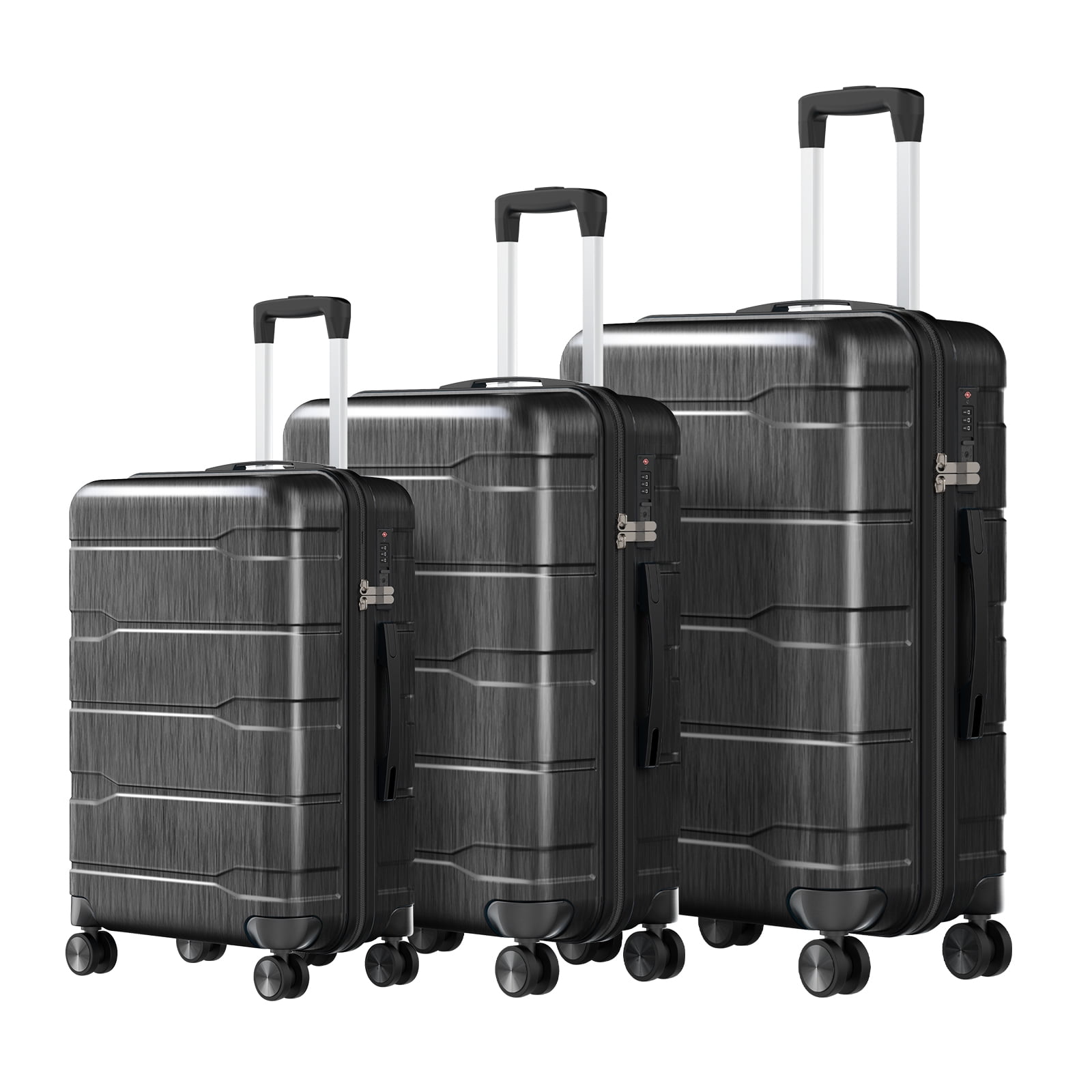 SUGIFT Hardside Luggage Set 3 Piece Lightweight Suitcase with TSA Lock Spinner Wheels, Dark Gray