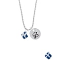 thumbnail image 2 of Delight Jewelry Silvertone Small 3-D Blue Present Box with Bow Silvertone Script Initial Disc - B - Charm Necklace, 20"+3", 2 of 4