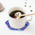 thumbnail image 5 of Rateoe blue Skull purple flower Drawing Drink Coasters Set of 4 Leather Coasters Spill Protection for Table Desk,Durable and Non Slip Leather Coaster ,4 Inches Drink Mats-Hexagon, 5 of 6