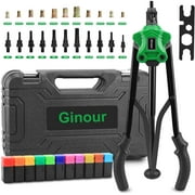 Ginour Rivet Nut Tool Gun, 17" Riveters With 110 pcs Nuts, Auto Nut Eject, Professional Rivet Nut Settering Kit with Carry Case, 11 Metric/Inch Mandrels Automatic