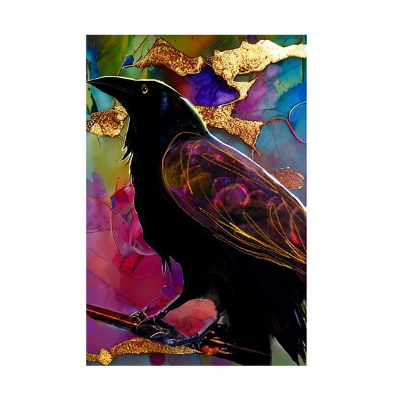 Trademark Fine Art Ruth Day Raven with Pink and Gold Canvas Wall Art