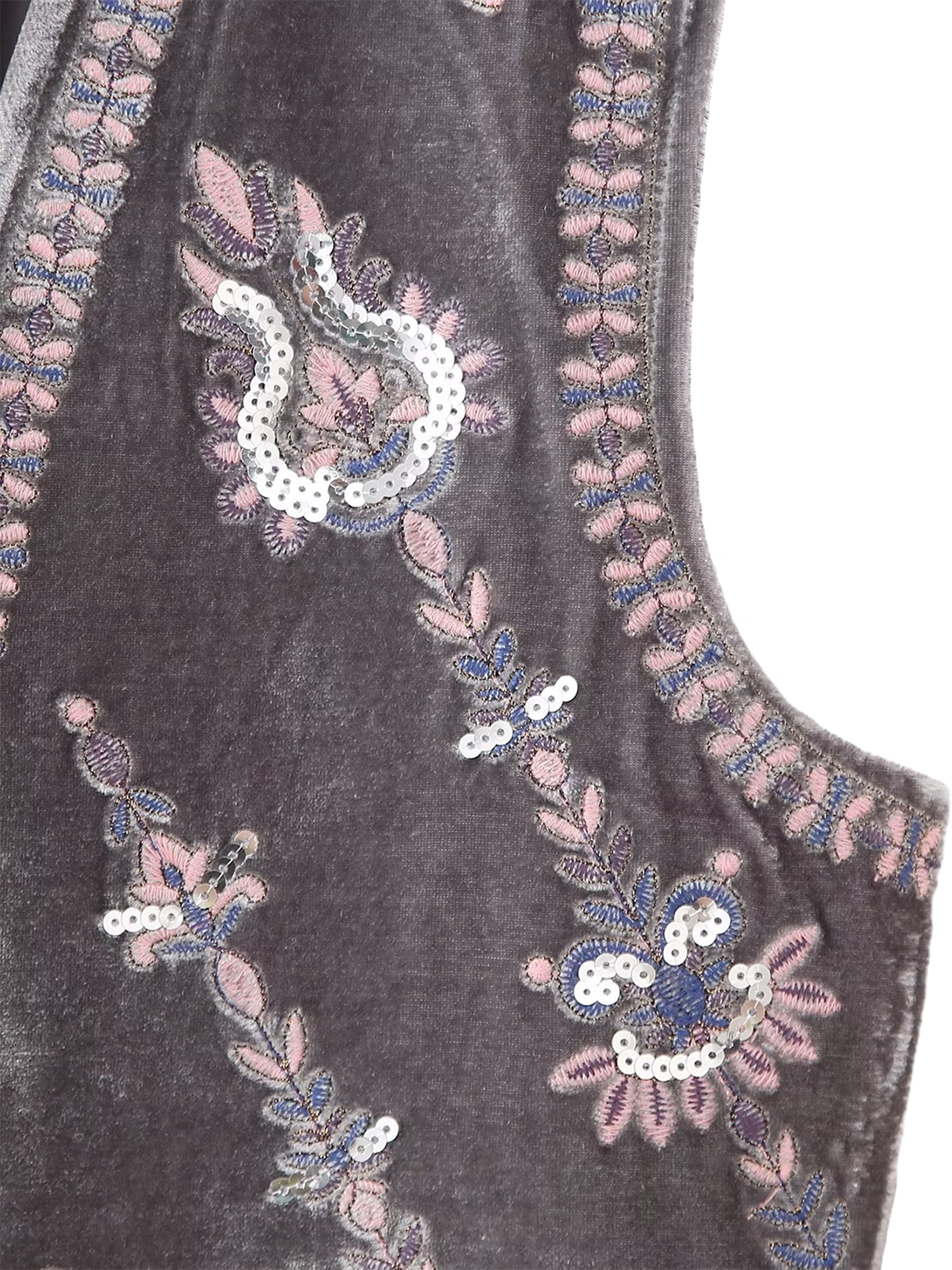Gilet Sans Manches Femme - Velours Brodé - Ouverture Devant - Style élégant Automne - Veste D'extérieur Léger