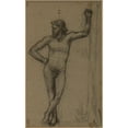 thumbnail image 3 of Pierre Puvis de Chavannes 16x24 Black Modern Framed Museum Art Print Titled - Man Standing from the Front, Supported by a Tree (1888-1891), 3 of 5