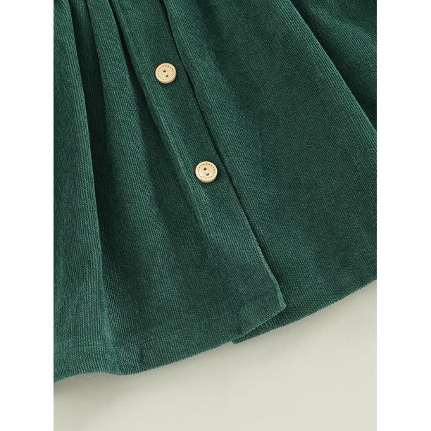 Qtinghua Toddler Baby Girls Shirt Dress Casual Button Lapel Long Sleeve  Corduroy A-line Dress Dark Green 3-4 Years - Walmart Business Supplies