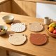 thumbnail image 1 of 4 Pack 4.3 Inch Ear Shape Rope Drink Pads Heat Protection With Storage Stand For Kitchen Table, 1 of 6