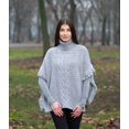 thumbnail image 2 of SAOL 100% Merino Wool Women's Aran Cable Knitted Poncho Irish Cape High Neck Sweater Made in Ireland, 2 of 4